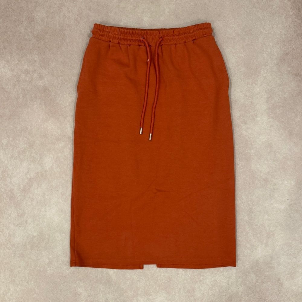 Sweet Salt Orange Drawstring Midi Skirt • size medium